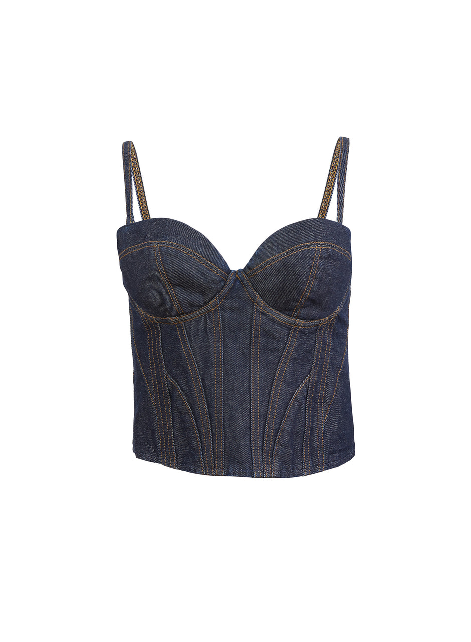Indigo denim - Rider Bustier Top | Fleur du Mal