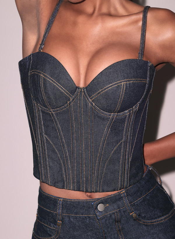 Indigo denim - Rider Bustier Top | Fleur du Mal
