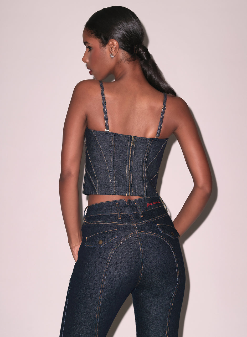 Indigo denim - Rider Bustier Top | Fleur du Mal