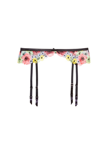 Multi - Azalea Embroidery Garter Belt | Fleur du Mal
